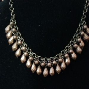 Bronze color beaded short paparazzi necklace